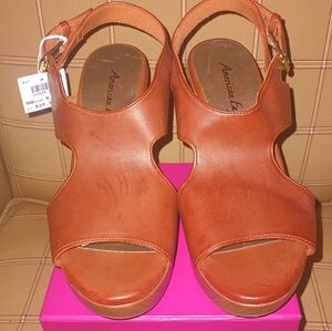 American Eagle Outfitters Women's Cognac Wedge Sandals
